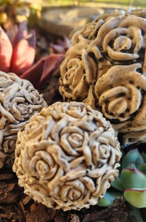 Hand cast rose spheres - set of 3